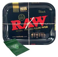 RAW Large Rolling Tray (Black) with Leaf Lock Gear Smell Proof Pouch