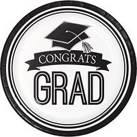 Creative Converting 320091 Graduation School Spirit White Dessert Plates, 7",