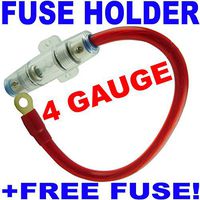 in LINE Fuse Holder W 4 Gauge + RED Power Wire Free AMP AGU Fuse