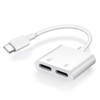 Runlink USB C Adapter with Type C Headphone Port and USB C Power Delivery Port, Dual USB C Dongle for Pixel 3/3XL, Huawei Mate 20 Pro, iPad Pro 2018 and More-White