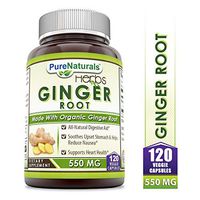 Pure Naturals Ginger Root Supplement - 550mg Capsules - Easy to Swallow Capsule - Commonly Used Natural Remedy for Nausea Due to Pregnancy & Other Conditions - 120 Pills Per Bottle