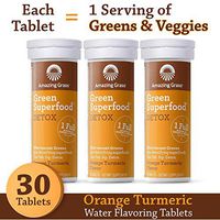 Amazing Grass Effervescent Tablets, Green Superfood Detox Water Flavoring Tablet, Antioxidant Supplement and Anti Inflammatory Support with One Serving of Greens, Orange Turmeric Flavor, 30 Count