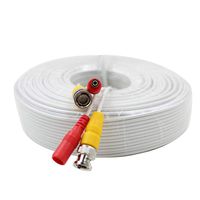 eSecure 100FT Professional Grade RG59 Siamese Combo Coaxial Cable Pre-Made All-in-One BNC Video Power Cable for HDTVI, HDCVI, AHD Camera and Analog CCTV Camera, White