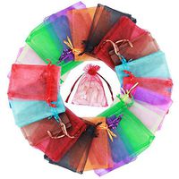 100Pcs 5x7In Organza Gift Bags with Drawstring Jewelry Favor Pouches with Coralline Printing for Gift, Wedding, Party, Festival, Birthday,Net Bag,Bronzing Drawstring Yarn Bag(20colors*5)