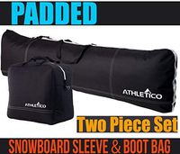 Athletico Padded Two-Piece Snowboard and Boot Bag Combo | Store & Transport Snowboard Up to 165 cm and Boots Up to Size 13 | Includes 1 Padded Snowboard Bag & 1 Padded Boot Bag (Black)