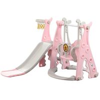 Toddler Climber and Swing Set, Mosunx 3 in 1 Climber Slide Playset, Basketball Hoop, Easy Climb Stairs, Swing Kids Playset for Both Indoors & Backyard (Pink, for Boys Girls 2-10 Years Old)