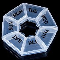 Weekly 7-Sided Pill Planner, Round Pill Box Medicine Tablet Case Container Storage Holder for Medicine Travel White Case Weekly Holder(8.5 * 2.5cm,Picture)