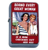 Behind Every Good Woman Sexy Windproof Refillable Flip Top Oil Lighter with Tin Gift Box D-379