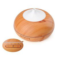 Small Sci 7 Colorful Light Essential Oil Diffuser 300ML Wood Grain Aroma Mist Humidifier Waterless Auto Shut-off for Spa Home Office (Yellow)