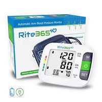 Arm Blood Pressure Monitor by Rite365 - Automatic -FDA approved - for Home and Travel - Upper Arm Cuff fits Standard and Large Arms, Deluxe Carry Case, Large Display (Tonometer)-AAA Batteries Included