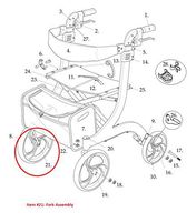 Left Fork ONLY for Drive RTL10266 Nitro Rollator Walker - (Fits Serial #s Prior to 2A1606301542)