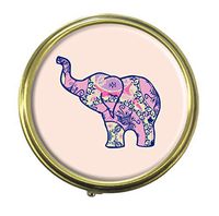 Luxcase Indian elephant Custom Round Bronze Pill Box Pocket Medicine Tablet Holder Organizer Pill Decoration Case Wallet