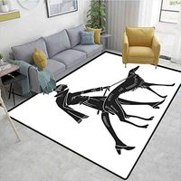 Bigdatastore Art Nouveau Sports Area Rugs for Bedroom, Fashion Woman with Dog Walking Model Canines Lady Beauty Illustration, Fashionable High Class Living Bedroom Rugs(6'x 9')