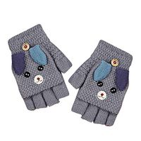 Women Flipped Half-Finger Gloves Cute Cartoon Warm Cold-Proof Knitting Gloves Fingerless Mittens Gloves