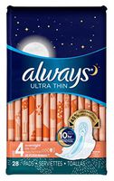 Always Pads Ultra Thin Size 4-28 Count Overnight (6 Pack)