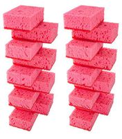 Okleen Pink Multi Use Scrub Sponges. Made in Europe. 18 Pack, 4.3x2.8x1.4 inches. Odorless Heavy Duty & Non Scratch Fiber. Durable and Delicate Scrubber for Bakeware and Cookware, House and Office