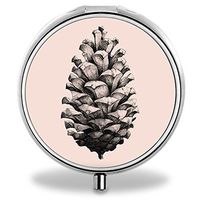 Pine Nut Pill Case, Round Stainless Drug Organizer Container Medicine Cover for Pocket Daily&Weekly