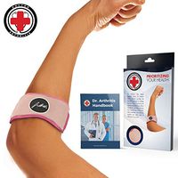 Elbow Strap/Support/Brace for Tennis & Golfer's Elbow & Doctor Written Rehabilitation Handbook - Forearm Strap, Left & Right Arms (Pink)