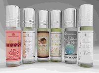 6 (Six) Al-Rehab 6ml Perfume Oils Best Sellers Set # 1: Roses, Silver, Choco Musk, Soft, White Musk and Sultan