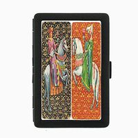 Perfection In Style Black Color Metal Cigarette Case Vintage Playing Cards Design 013