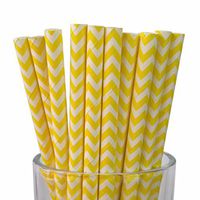 Free DHL 500 pcs Yellow Chevron Paper Straws Bulk, Yellow and White Zig Zag Paper Drinking Straws for Holiday Party, Wedding, Birthday, Mason Jar Straws