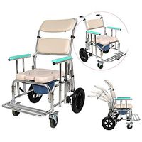 Ergonomics Multifunctional Wheeled Commode Chair for Elderly Adjustable Backrest and Armrests Brake