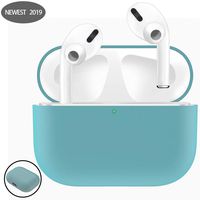 LANGXIANGO Compatible for Airpods Pro Case, Cute Carrying Case for AirPods 3 Charging Case [2019 Release] Shock-Absorbing Soft Slim Silicone Case Skin [Visible Front LED] (Green)