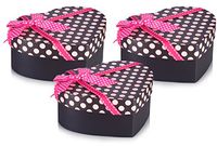 3 Pack Chocolate Heart Shape Polka Dots Gift Boxes for Party Favor, Wedding Gift, Goodies, and Candy