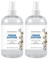 SMELLS BEGONE Air Freshener Home and Linen Spray - Odor Eliminator Concentrated Deodorizer - Neutralizes Odors at The Source -Made with Natural Essential Oils - 16 Ounces (2 Pack, Fresh Cotton)