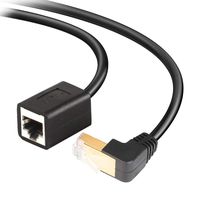 J&D Cat6 Ethernet Extension Cable, Cat 6 Down Angled 90 Degree Ethernet Extender Cable Adapter - Support Cat6 / Cat5e / Cat5 Standards, RJ45 Cords Shielded Male to Female - 15 Feet