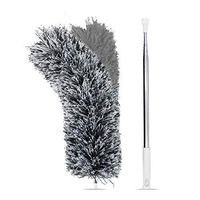 Extendable Feather Duster Extendable with Stainless Steel Extension Pole, 110 Inches Extra Long with Bendable Head for Cleaning Interior Roof, Cobweb, Ceiling Fan, Cars