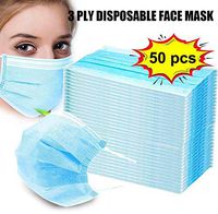 50 Pcs Professional 3 Ply Protection Disposable Face Shield Medical Mouth Cover with Earloop, Polypropylene Ma sk for Personal Health