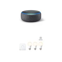 Philips Hue white 3 bulb starter kit with Echo Dot (3rd Gen) - Charcoal