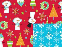 Pack of 1, Snow Buddies Reversible 24" x 417' Gift Wrap Half Ream Roll for Holiday, Party, Kids' Birthday & Special Occasion Packaging