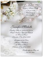 Satin and Pearl Baptism Christening Invitations - Set of 20