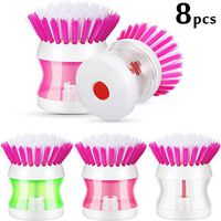 Set of 8 Soap Dispensing Palm Scrub Brush Kitchen Wash Tool for Dishing Pot Pan Sink Cleaning Bathroom Cleaning Multi-Colored Cleaning Scrubber