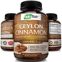 NutriFlair Ceylon Cinnamon (Made with Organic Ceylon Cinnamon) 1200mg per Serving, 180 Capsules - Healthy Blood Sugar Support, Joint Support, Anti-inflammatory & Antioxidant - True Sri Lanka Cinnamon