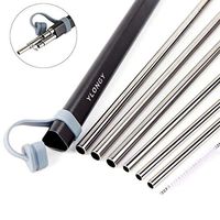 Reusable Portable Drinking Stainless Steel Straw, YLONGY Metal Straw with Travel Case 8.5” 6 Pack Straws