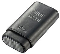 Personalized Burgos Black Leather 3-Cigar Case - Free Laser Engraving