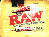 Raw Large rolling Tray with 2 packs of Raw Organic Hemp Cones 1 1/4 Total of 12 cones Authentic Raw