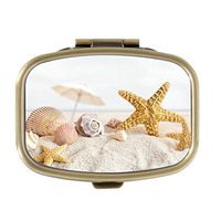 Cecillia Starfish Sunshine Decorative Boxes Bronze Rectangular Pill Box Medicine Tablet Holder Wallet Organizer Case for Pocket or Purse