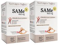 SAM-e 400mg 120 Enteric Coated Caplets (2 Boxes of 60) - Vegan, Kosher, Non-GMO, Soy Free, Gluten Free - Promotes Positive Mood and Joint Comfort - Cold Form Blister Packed - by Nature's Trove