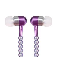 SUKEQ 2018 New Pearl Necklace Earphones, 3.5mm in Ear Stereo Headphone, Bead Jewelry Headset, Magnetic Noise Cancelling Music Earbuds with Mic for Cell Phone (Purple)