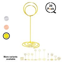 QLLY Wire Shape Place Card Holder Stands, Table Name Number Holders, Paper Menu Picture Memo Note Photo Clip Holder Food Signs for Weddings, Dinner, Parties(20 Pack) (Gold Moon)