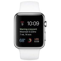 Apple Watch 42mm Stainless Steel Case - White Sports Band (Renewed)