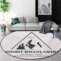 RUGSMAT Nepal Modern Machine Round Bath Mat,Dhaulagiri Mountain in Himalayas Climbing Tourism Themed Extreme Sports Image Non-Slip No-Shedding Kitchen Soft Floor Mat,Round-63 Inch
