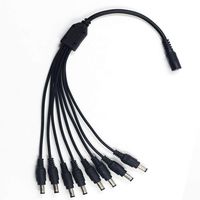 Alrolink DC 1 Female to 8 Male Power Supply Splitter Cable 8Ch Wire Cord Y Adppter for CCTV Security Cameras and LED Strip Lights,Black