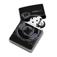 Dj Vinyl Turntable - Windproof Flip-Top Refillable Silver Lighter with tin Gift Box