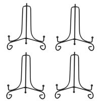 (4 Pack) 7" Iron Display Stand, Black Iron Easel Plate Display Photo Holder Stand, Displays Picture Frames, Cookbooks, Decorative Plates, Tablets and Art