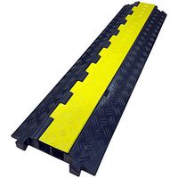 Electriduct Falcon Lite - Polyurethane Cable Protector - 2 Channel Cord Cover, Wire and Hose Ramp - 10,000 lbs/axle Load Capacity - Black base, Yellow lid (3 Pack)